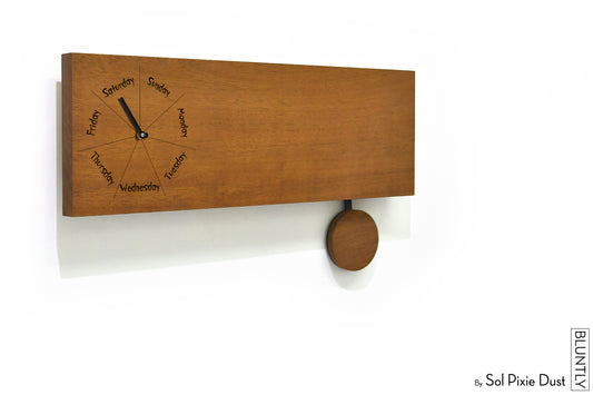 Day of The Week Clock Pendulum - Solid Wood Day Clock
