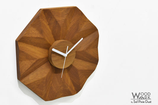 3D Daisy Clock - Solid Wooden Wall Clock