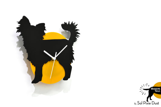 Long Haired Chihuahua Wagging Tail Wall Clock