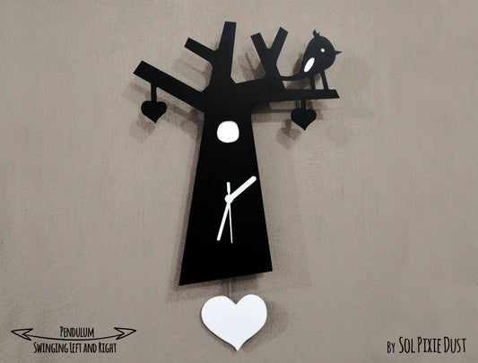 Love Birds on a Tree - Pendulum Wall Clock