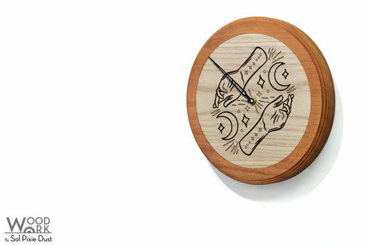 Wooden Moon Phase Wall Clock - Lunar Cycle