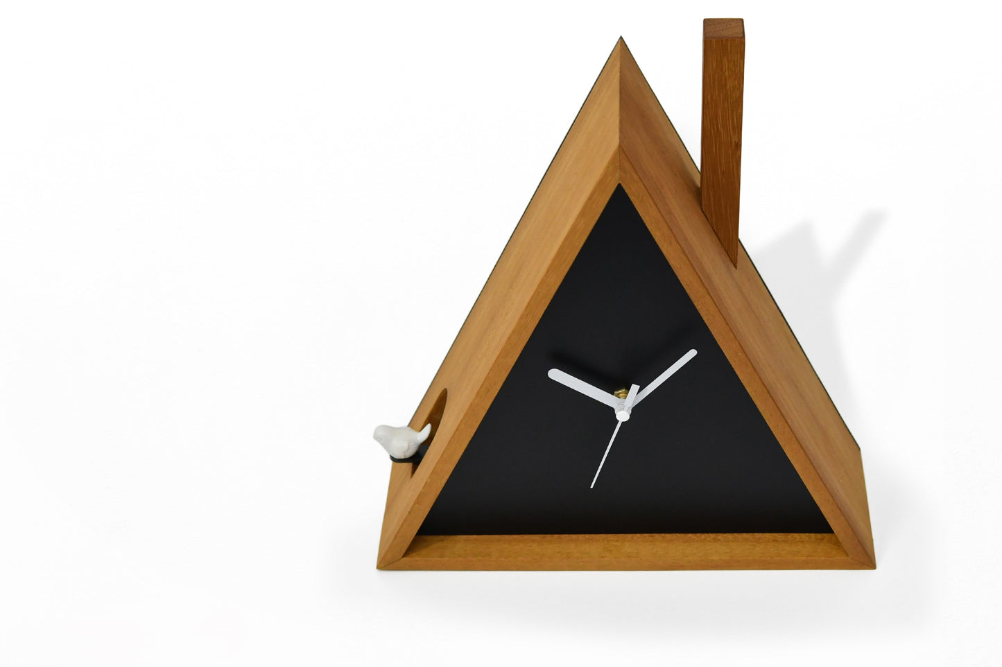 Cabin Cuckoo Bird Wall Clock - Table Clock - Solid Iroko Wood or White Oak