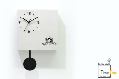 Time Box Modern Cuckoo Bird.  Cuckoo and Pendulum Wall Clock