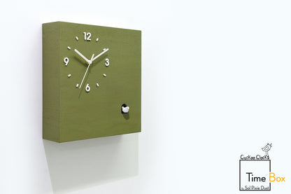 Time Box Modern Cuckoo Bird.  Cuckoo and Pendulum Wall Clock