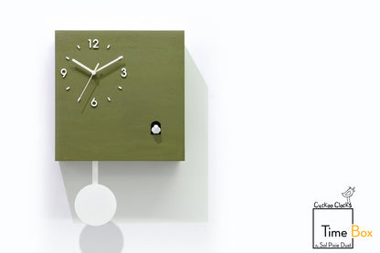 Time Box Modern Cuckoo Bird.  Cuckoo and Pendulum Wall Clock