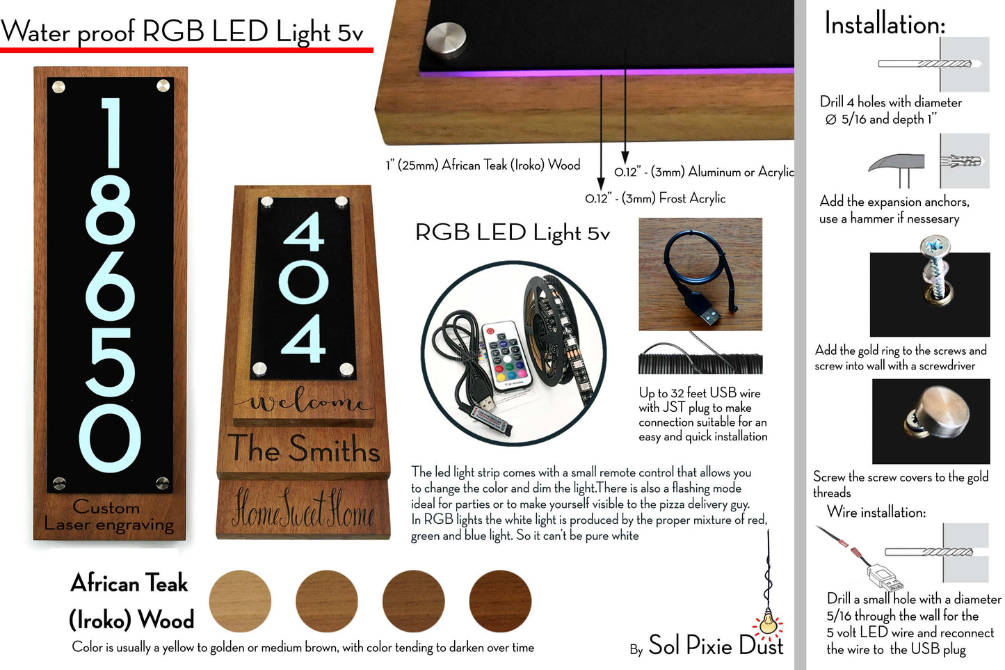 Wooden Illuminated Address Plaques