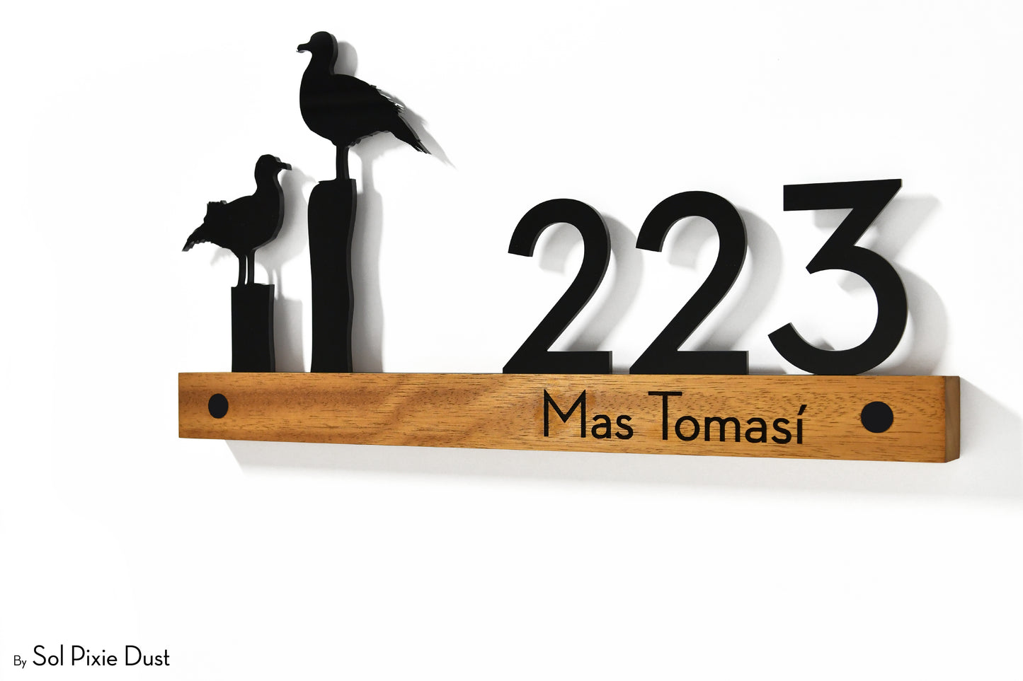 Underline African Teak Iroko or Hollow Aluminum Address Plaque - LED Signs