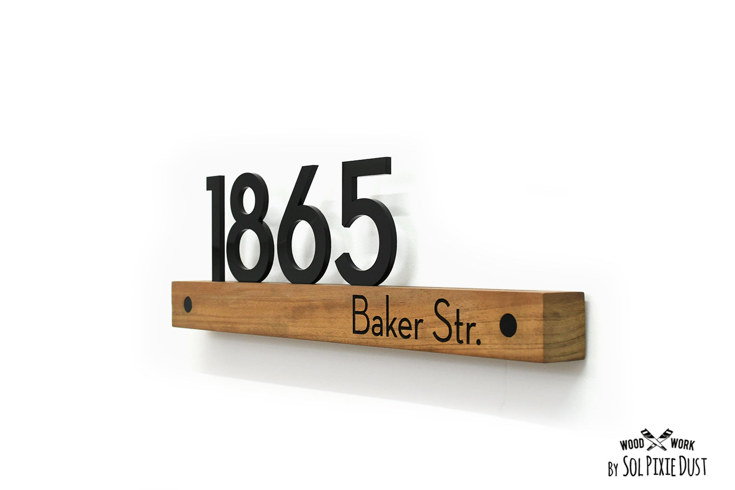 Underline African Teak Iroko or Hollow Aluminum Address Plaque - LED Signs