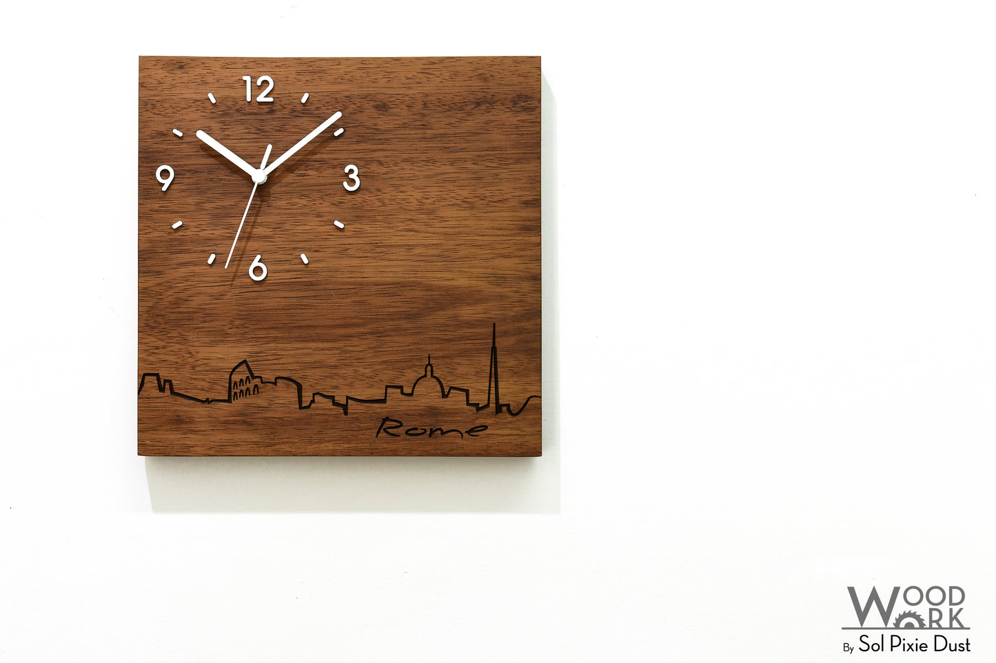 Skylines Cities Wooden Square Clocks