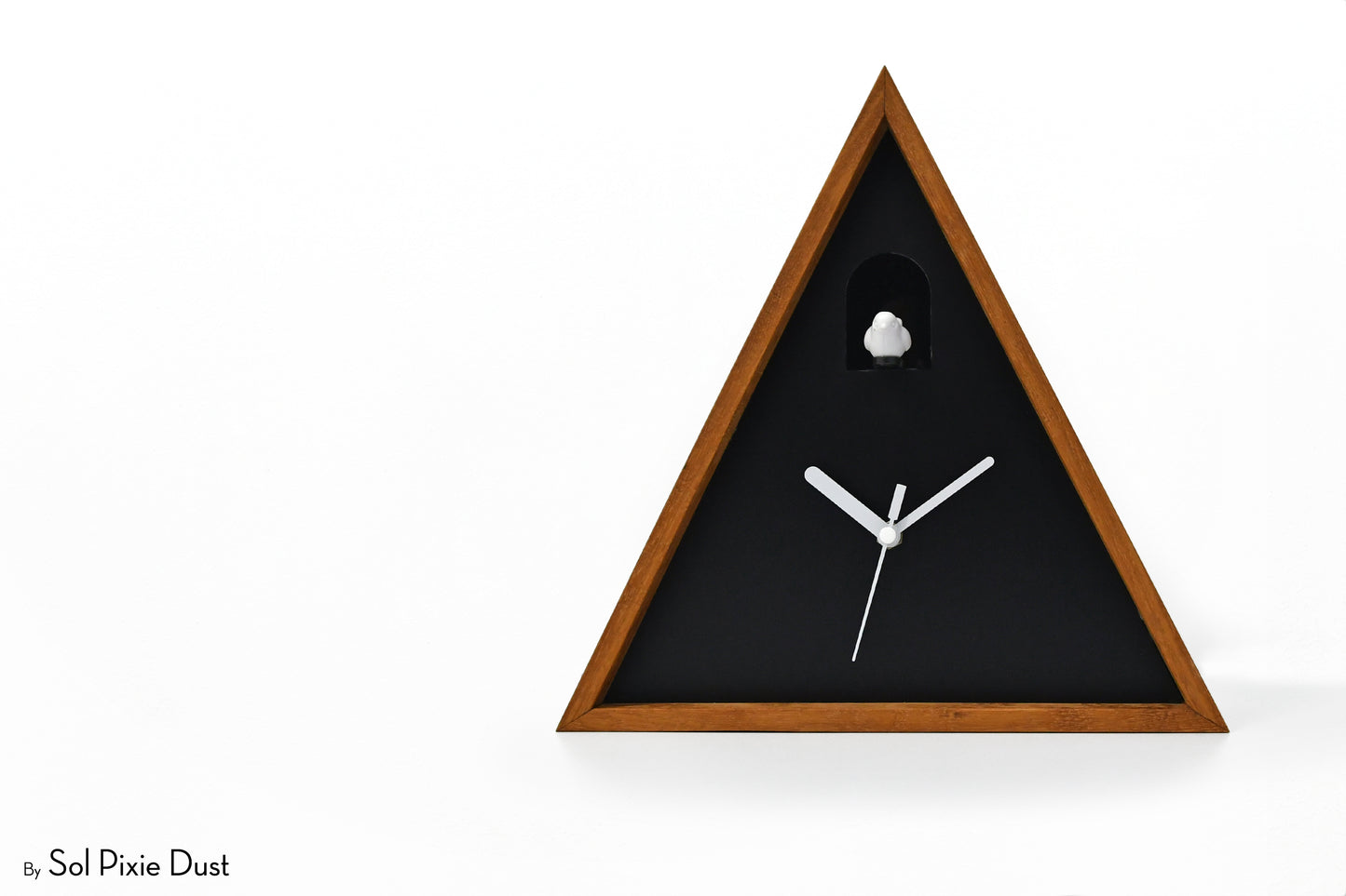 Cabin Cuckoo Bird Wall Clock - Table Clock - Solid Iroko Wood or White Oak