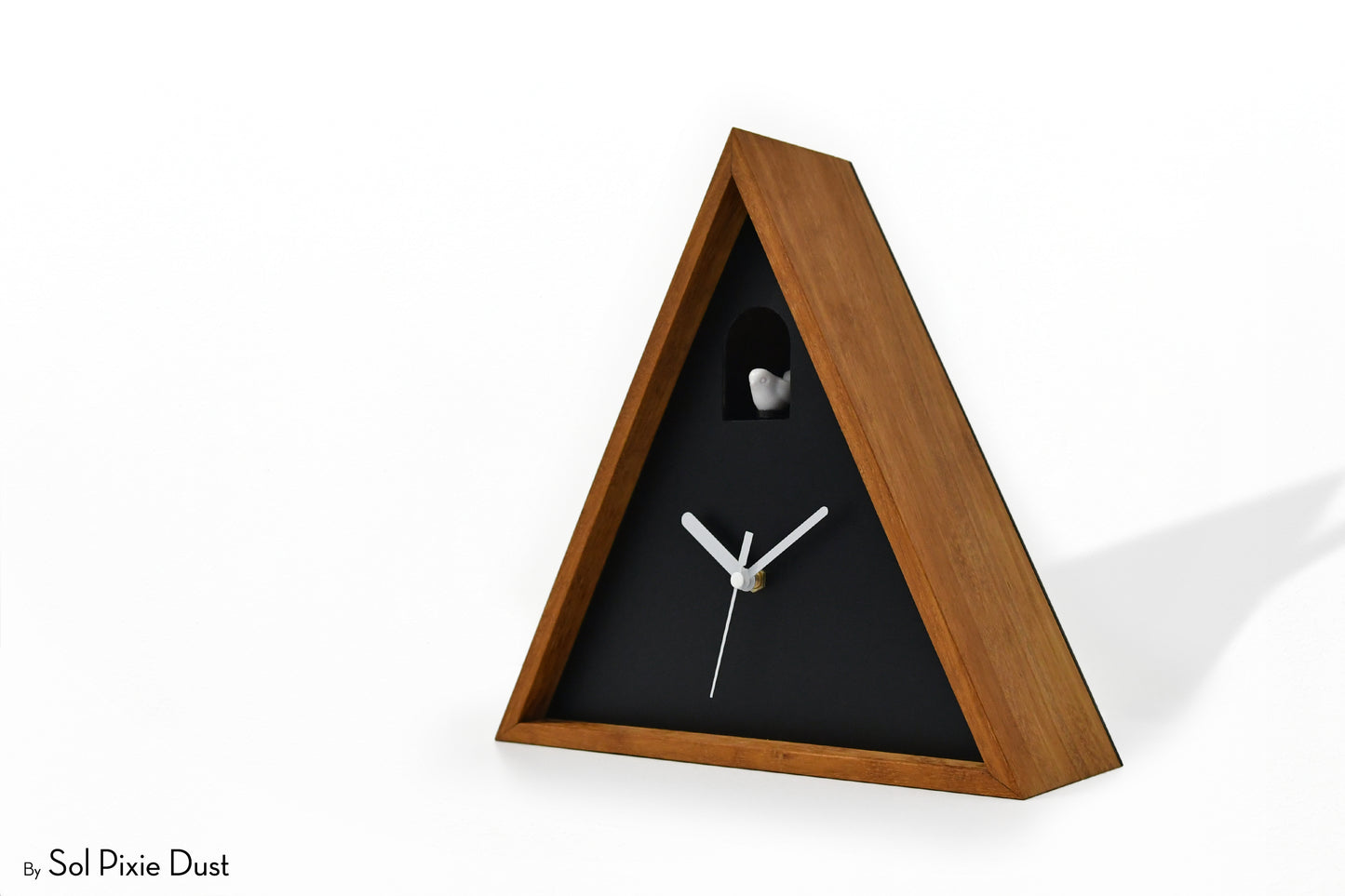 Cabin Cuckoo Bird Wall Clock - Table Clock - Solid Iroko Wood or White Oak