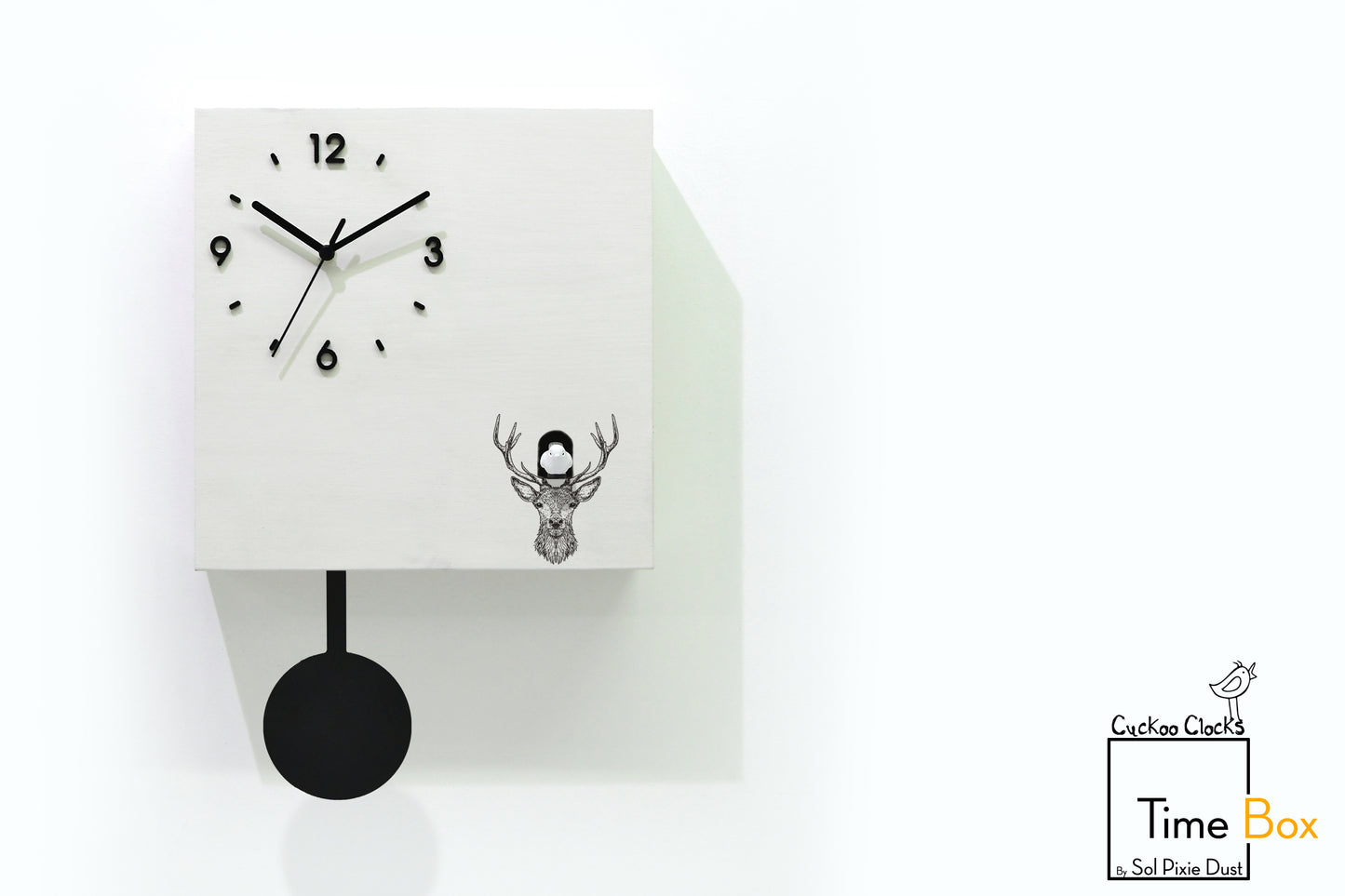 Time Box Modern Cuckoo Bird.  Cuckoo and Pendulum Wall Clock