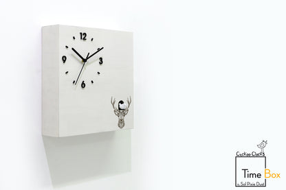 Time Box Modern Cuckoo Bird.  Cuckoo and Pendulum Wall Clock