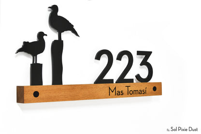 Underline African Teak Iroko or Hollow Aluminum Address Plaque - LED Signs