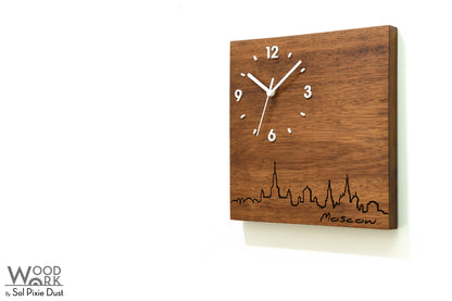Skylines Cities Wooden Square Clocks