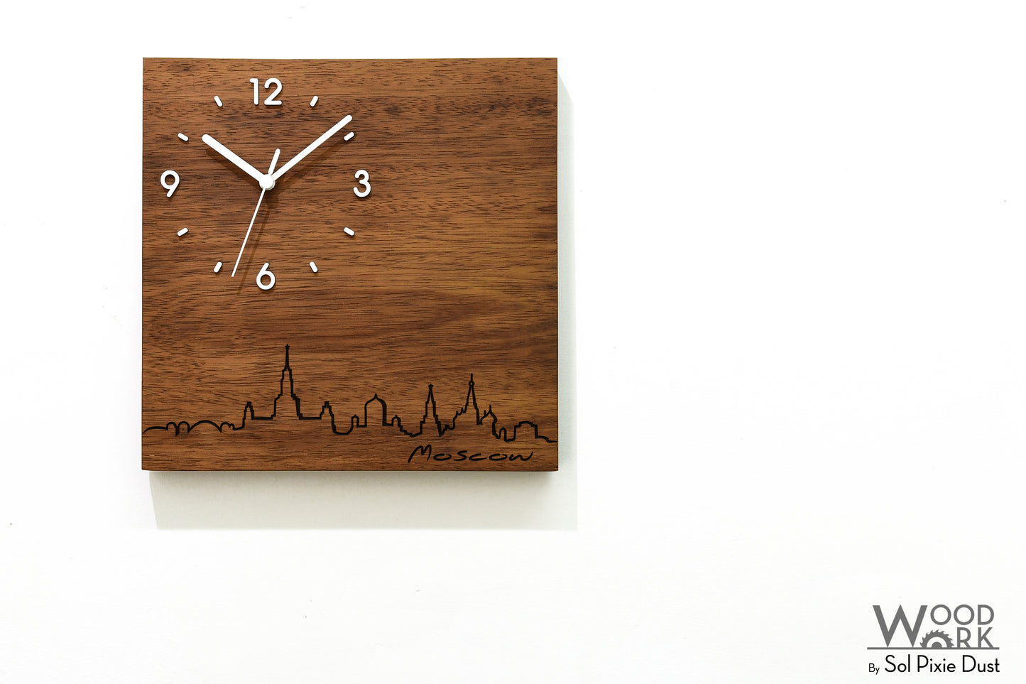 Skylines Cities Wooden Square Clocks
