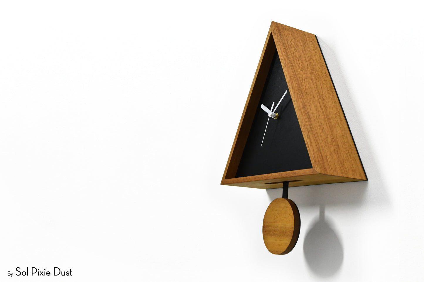 Cabin Cuckoo Bird Wall Clock - Table Clock - Solid Iroko Wood or White Oak