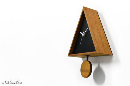 Cabin Cuckoo Bird Wall Clock - Table Clock - Solid Iroko Wood or White Oak