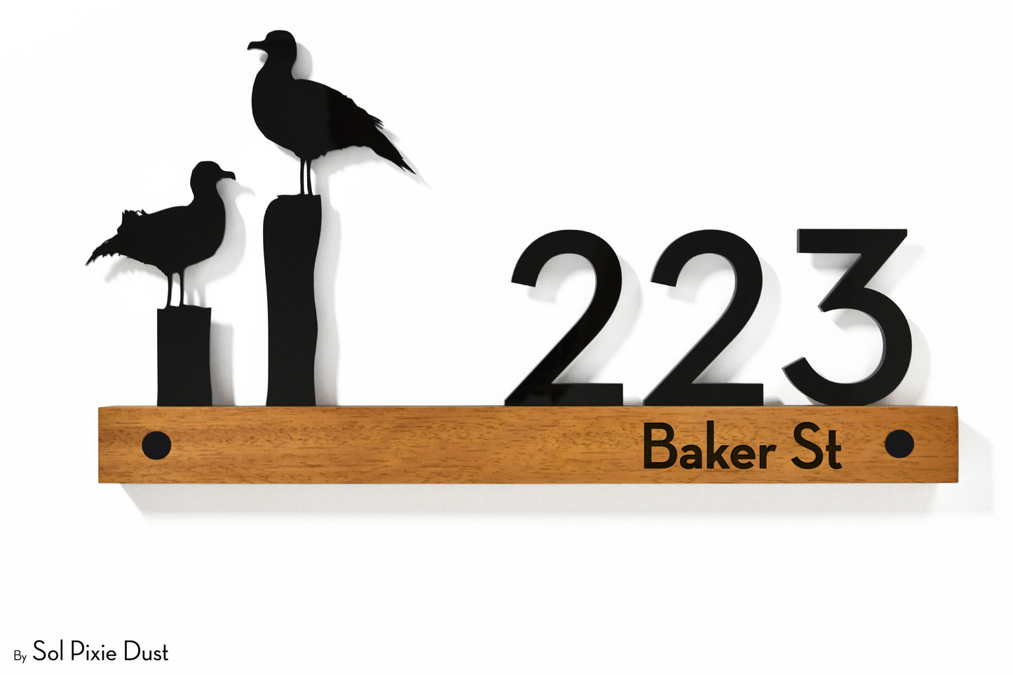 Underline African Teak Iroko or Hollow Aluminum Address Plaque - LED Signs