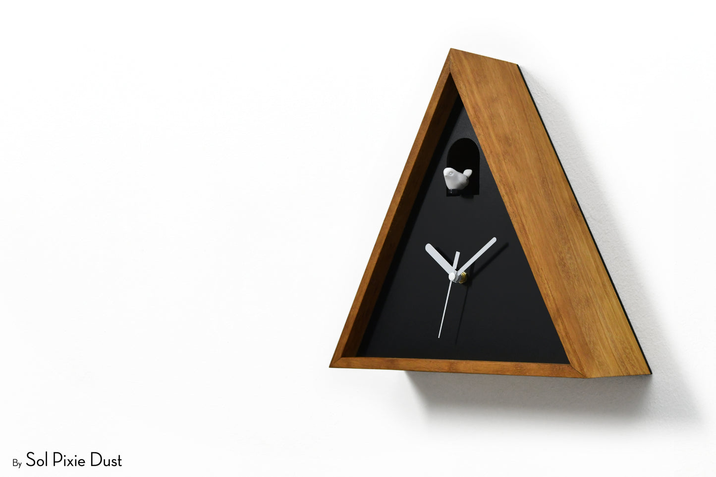 Cabin Cuckoo Bird Wall Clock - Table Clock - Solid Iroko Wood or White Oak