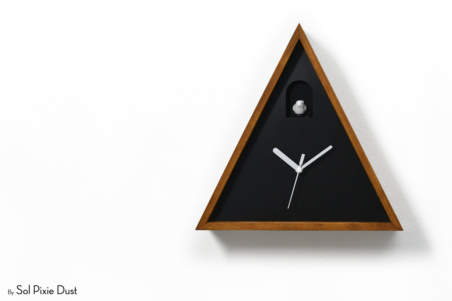 Cabin Cuckoo Bird Wall Clock - Table Clock - Solid Iroko Wood or White Oak