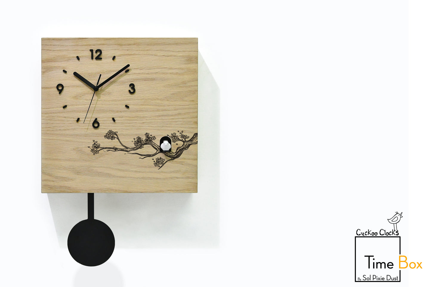 Time Box Modern Cuckoo Bird.  Cuckoo and Pendulum Wall Clock