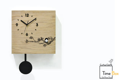 Time Box Modern Cuckoo Bird.  Cuckoo and Pendulum Wall Clock