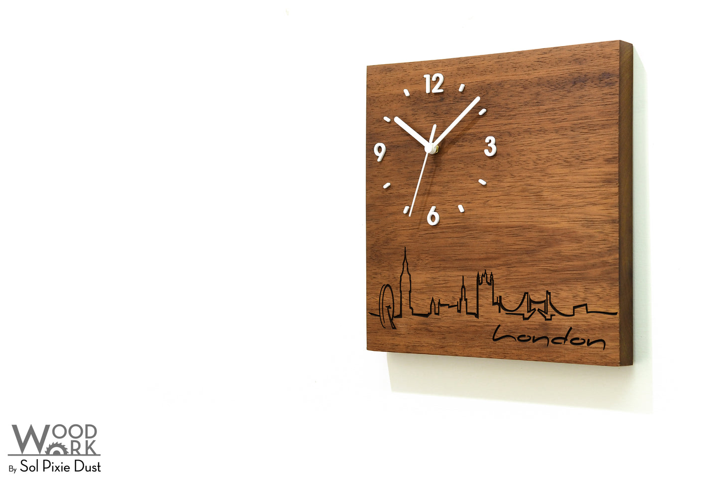 Skylines Cities Wooden Square Clocks