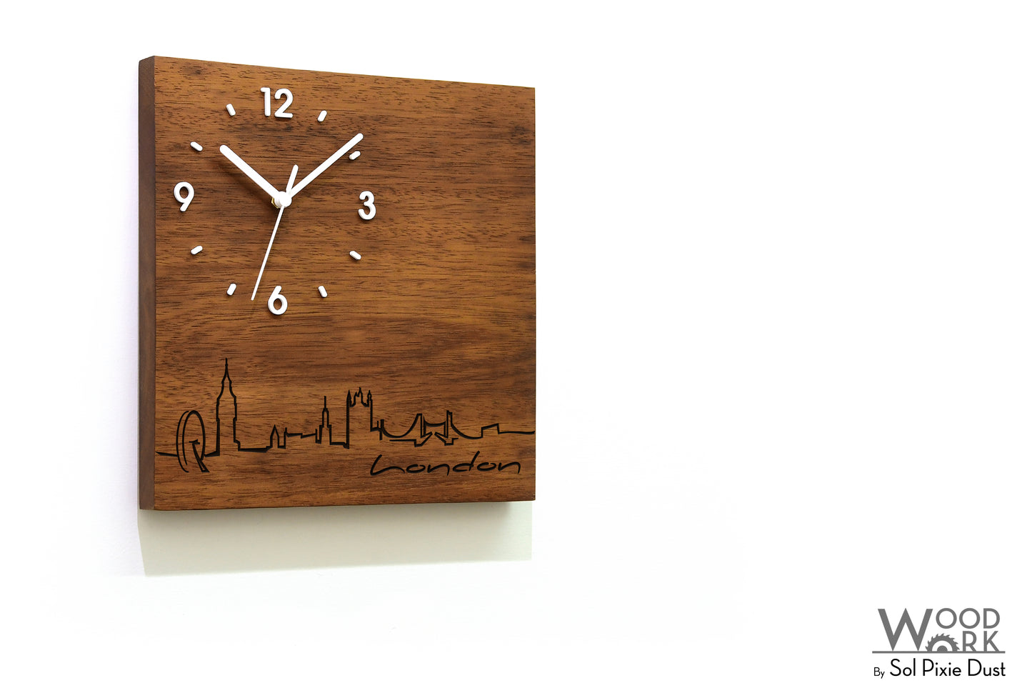 Skylines Cities Wooden Square Clocks