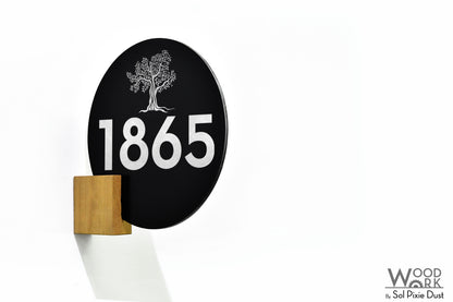 Aluminum (ACP) Address Signs with Solid Wood Mount