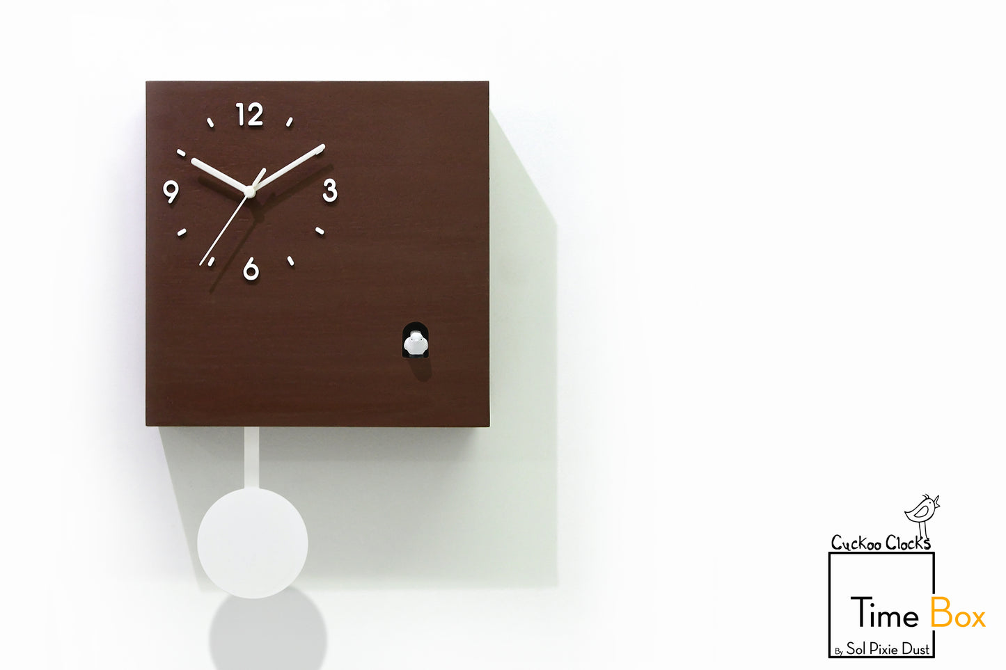Time Box Modern Cuckoo Bird.  Cuckoo and Pendulum Wall Clock