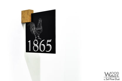 Aluminum (ACP) Address Signs with Solid Wood Mount