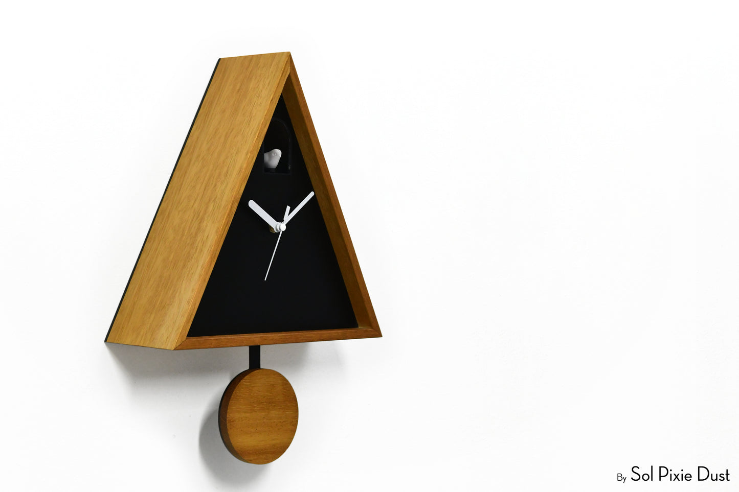 Cabin Cuckoo Bird Wall Clock - Table Clock - Solid Iroko Wood or White Oak