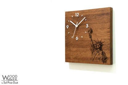Skylines Cities Wooden Square Clocks