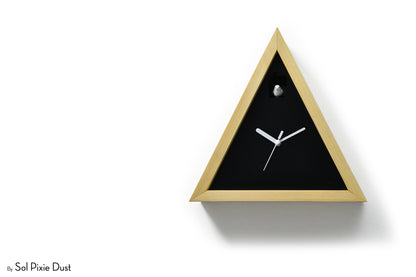 Cabin Cuckoo Bird Wall Clock - Table Clock - Solid Iroko Wood or White Oak