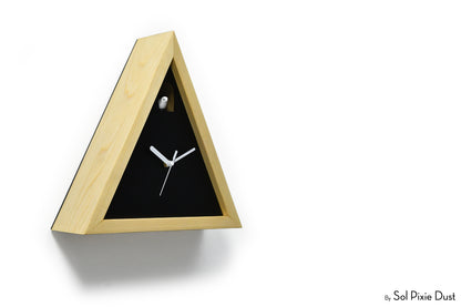 Cabin Cuckoo Bird Wall Clock - Table Clock - Solid Iroko Wood or White Oak