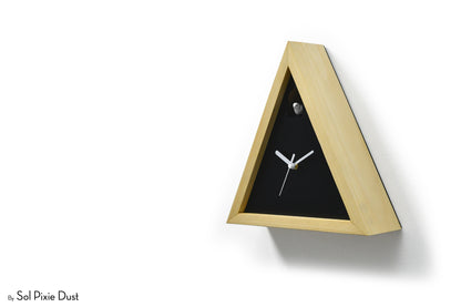 Cabin Cuckoo Bird Wall Clock - Table Clock - Solid Iroko Wood or White Oak