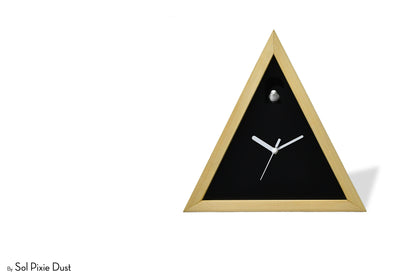 Cabin Cuckoo Bird Wall Clock - Table Clock - Solid Iroko Wood or White Oak