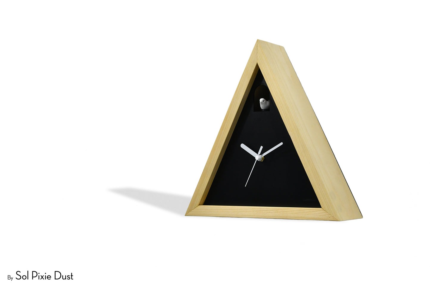 Cabin Cuckoo Bird Wall Clock - Table Clock - Solid Iroko Wood or White Oak