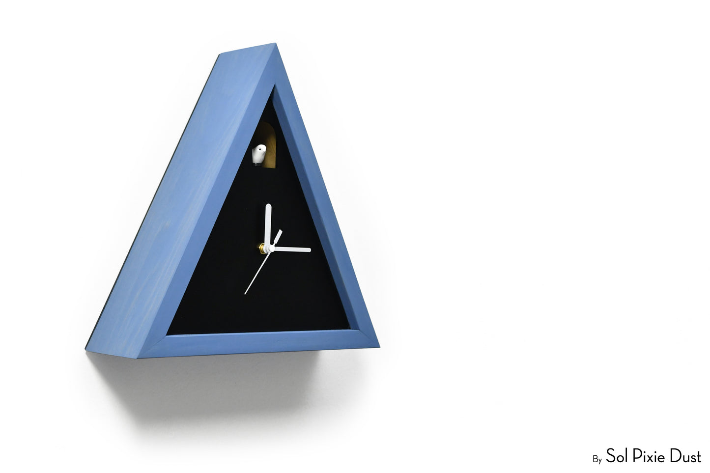 Cabin Cuckoo Bird Wall Clock - Table Clock - Solid Iroko Wood or White Oak