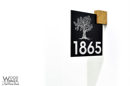 Aluminum (ACP) Address Signs with Solid Wood Mount