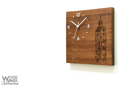 Skylines Cities Wooden Square Clocks