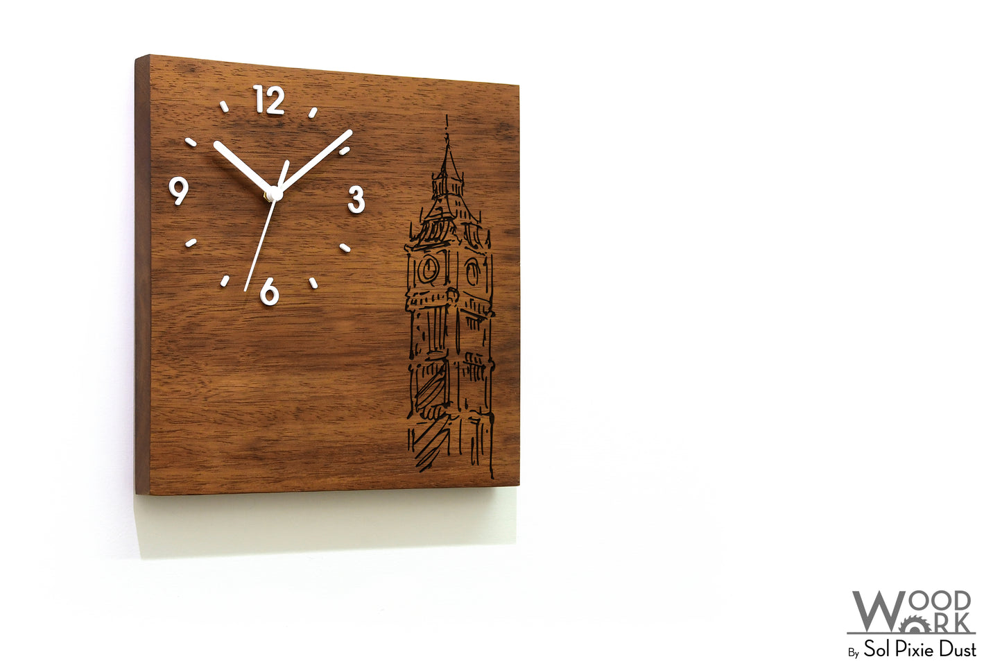 Skylines Cities Wooden Square Clocks
