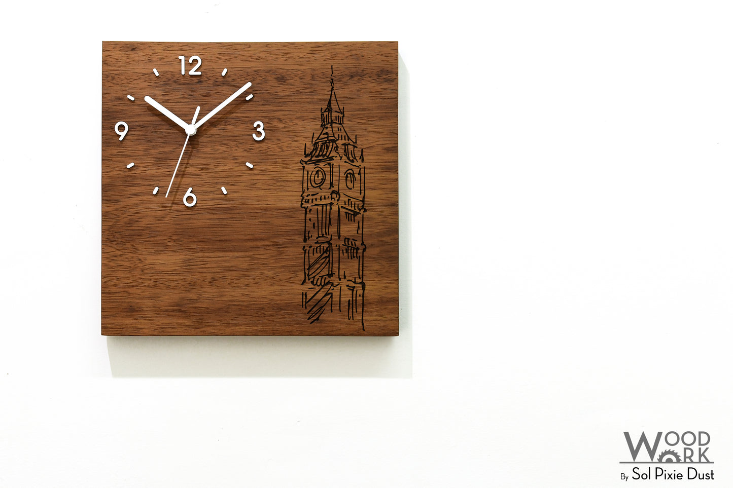 Skylines Cities Wooden Square Clocks