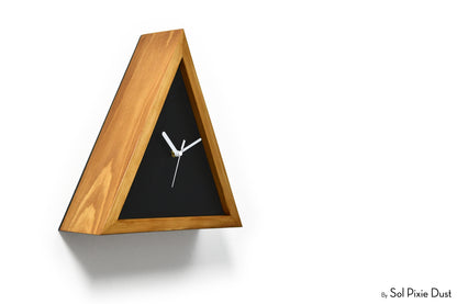 Cabin Cuckoo Bird Wall Clock - Table Clock - Solid Iroko Wood or White Oak