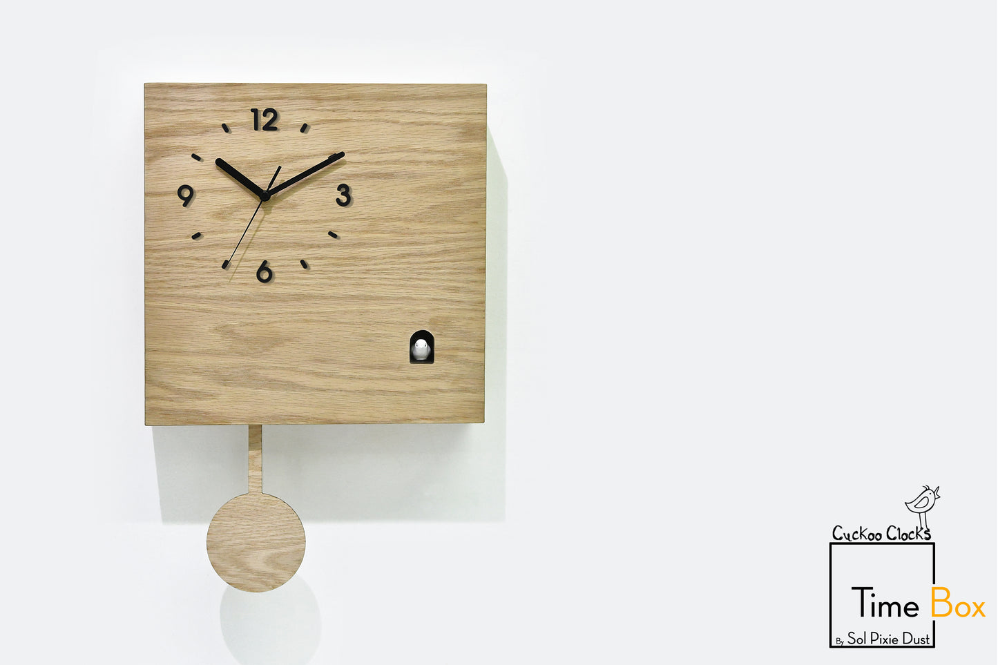 Time Box Modern Cuckoo Bird.  Cuckoo and Pendulum Wall Clock