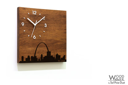 Skylines Cities Wooden Square Clocks