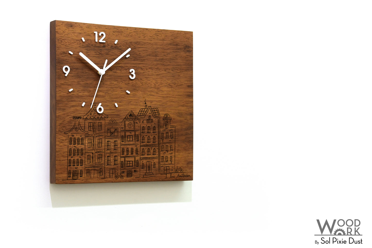 Skylines Cities Wooden Square Clocks