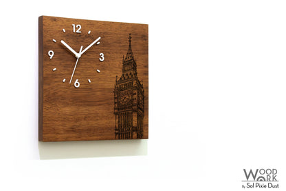 Skylines Cities Wooden Square Clocks
