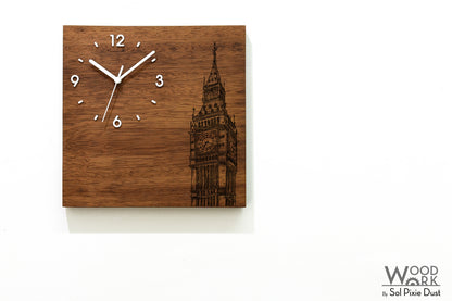 Skylines Cities Wooden Square Clocks